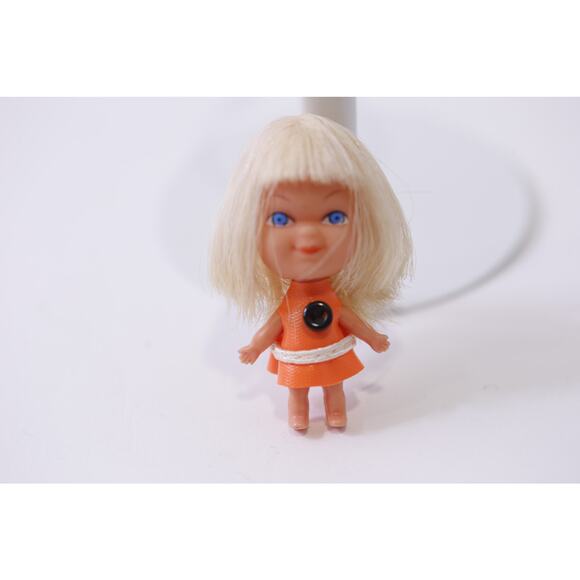 Liddle Kiddles, Clone, Mini Doll, Blonde, Orange Dress, Vintage, ~ 250929-WH 763 - Picture 1 of 3